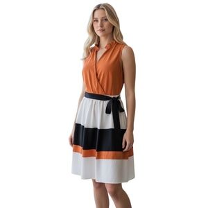 NWOT Maison Tara Casual Babydoll Women"s Color Block Dress,  Size 12‎